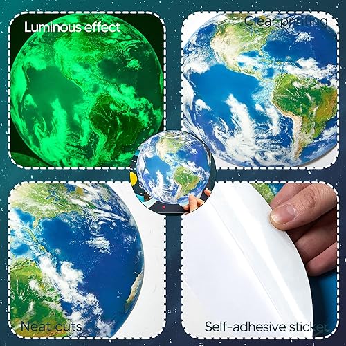 Miniatura 35 de Estrellas que brillan en la oscuridad para decoración de techo, 849 calcomanías brillantes para planetas de techo, calcomanías de pared luminosas