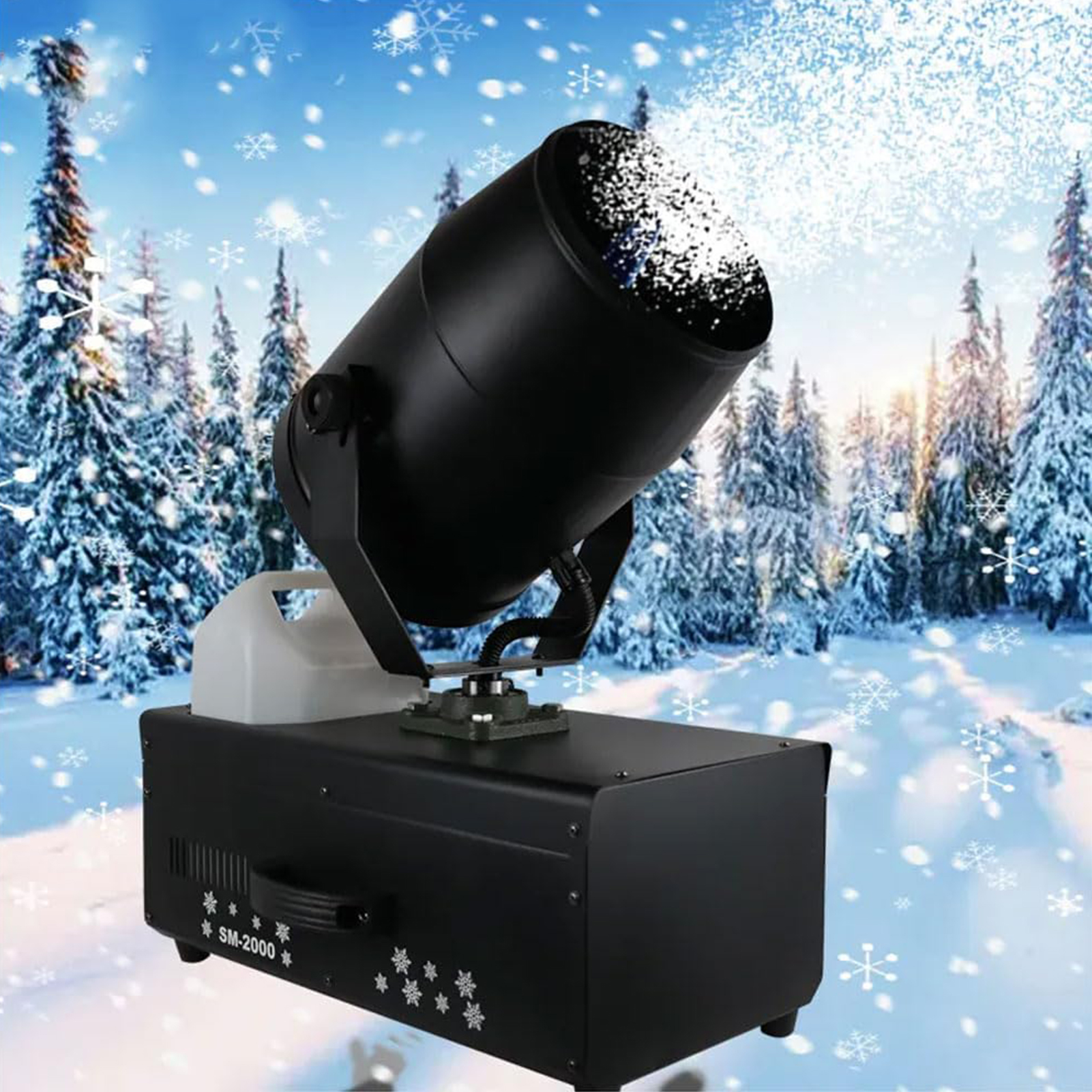 Máquina comercial de nieve artificial, máquina generadora de nieve al aire libre de 2000 W con control remoto, máquinas de espuma a chorro, fabricante de nieve artificial de alta capacidad para decoraciones navideñas y festivas miniatura 7