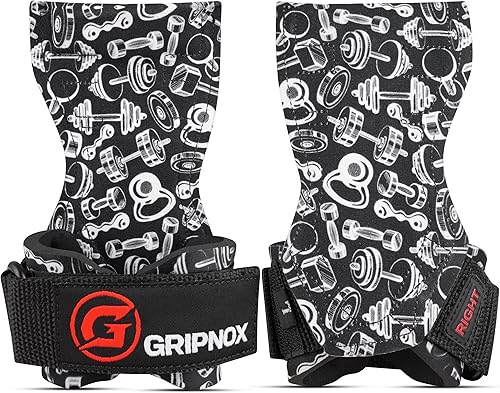 Puños y correas de levantamiento de pesas de primera calidad para peso muerto y levantamiento de pesas - Agarre de goma antideslizante con soporte