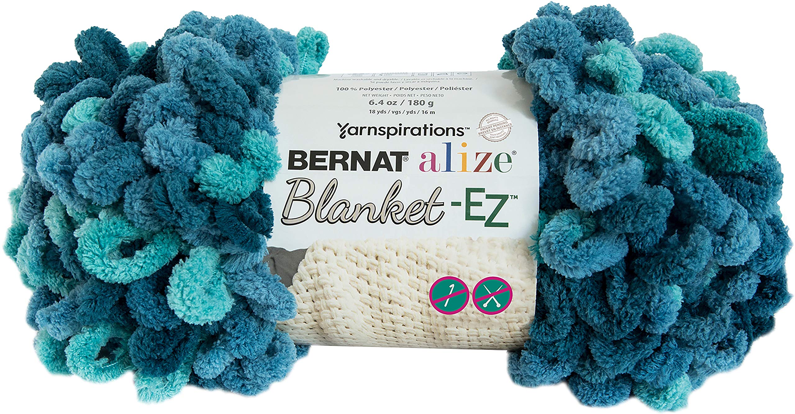 Laine Alize Blanket-EZ Seaport Teals Bernat pour tricot sans aiguille