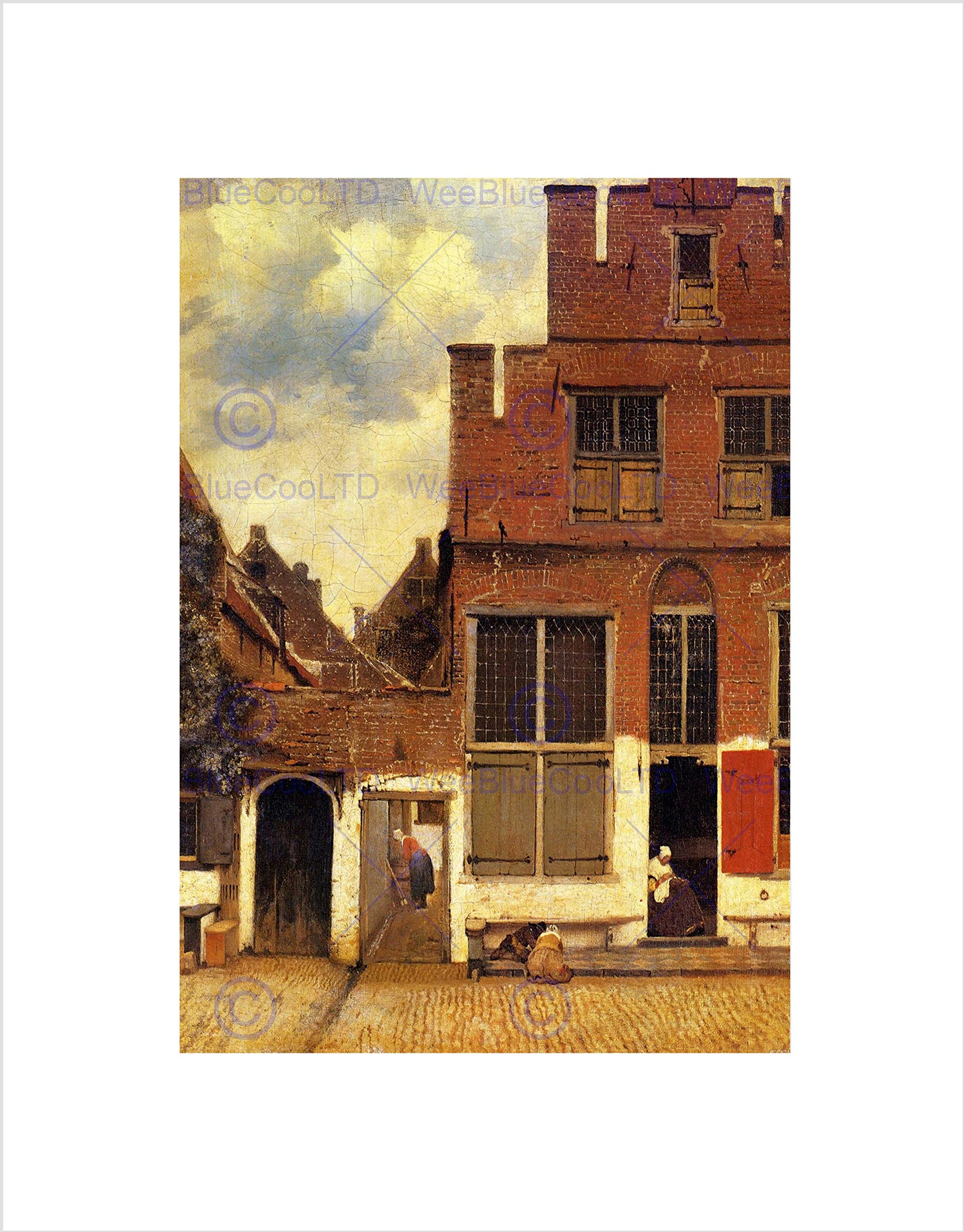 Wee Blue Coo Unframed Vermeer Little Street Old Master Black Framed Art Print B12x645