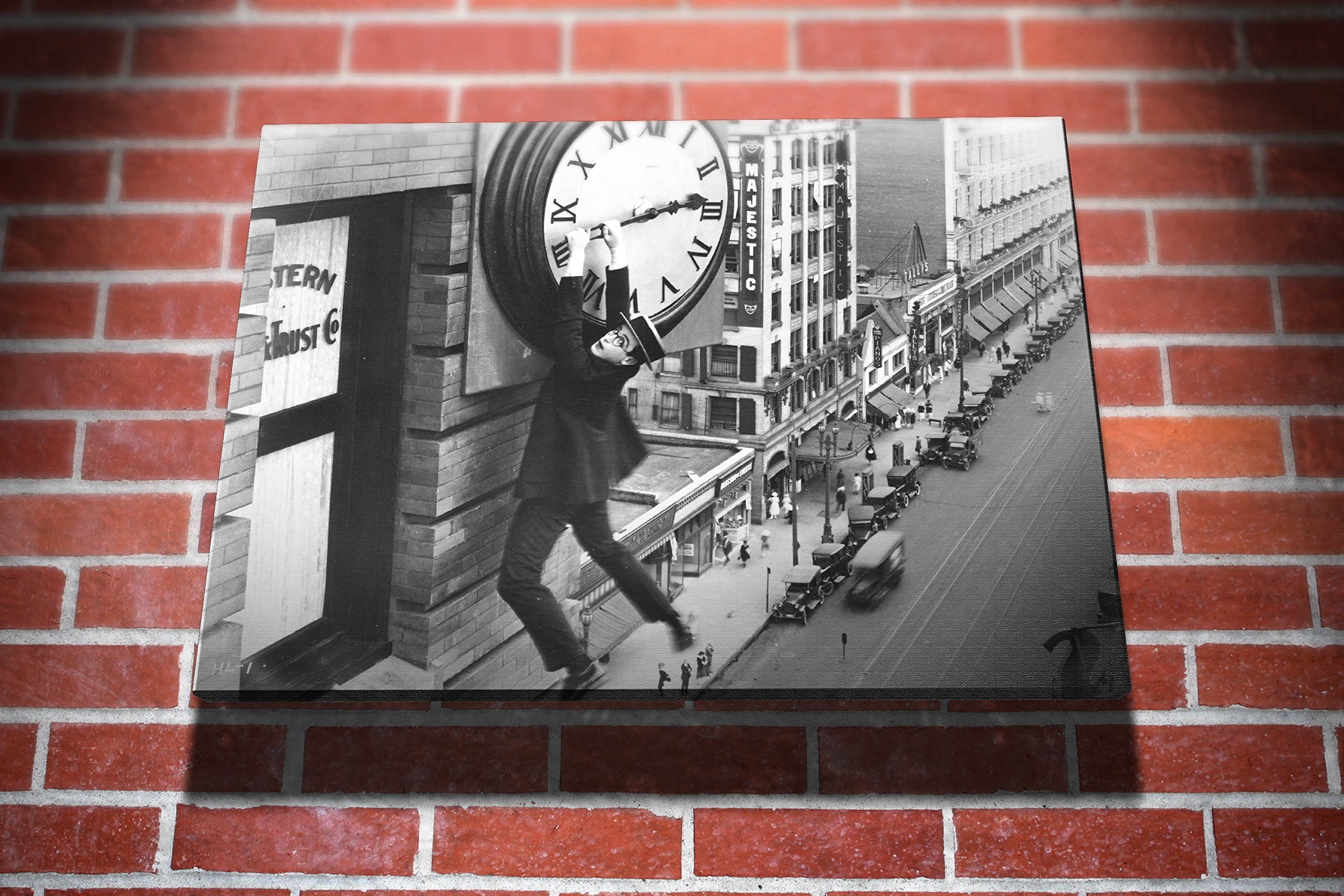 Harold Lloyd in Safety Last 1923 Hollywood Movie Gallery Framed Canvas Art Picture Print