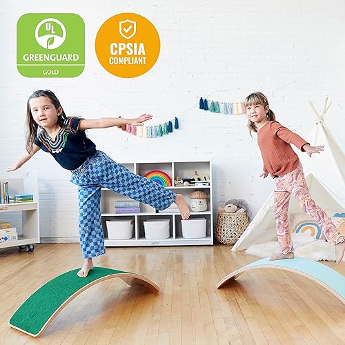 Miniatura 7 de ECR4Kids Tabla de equilibrio con base de fieltro, juguete Montessori, verde