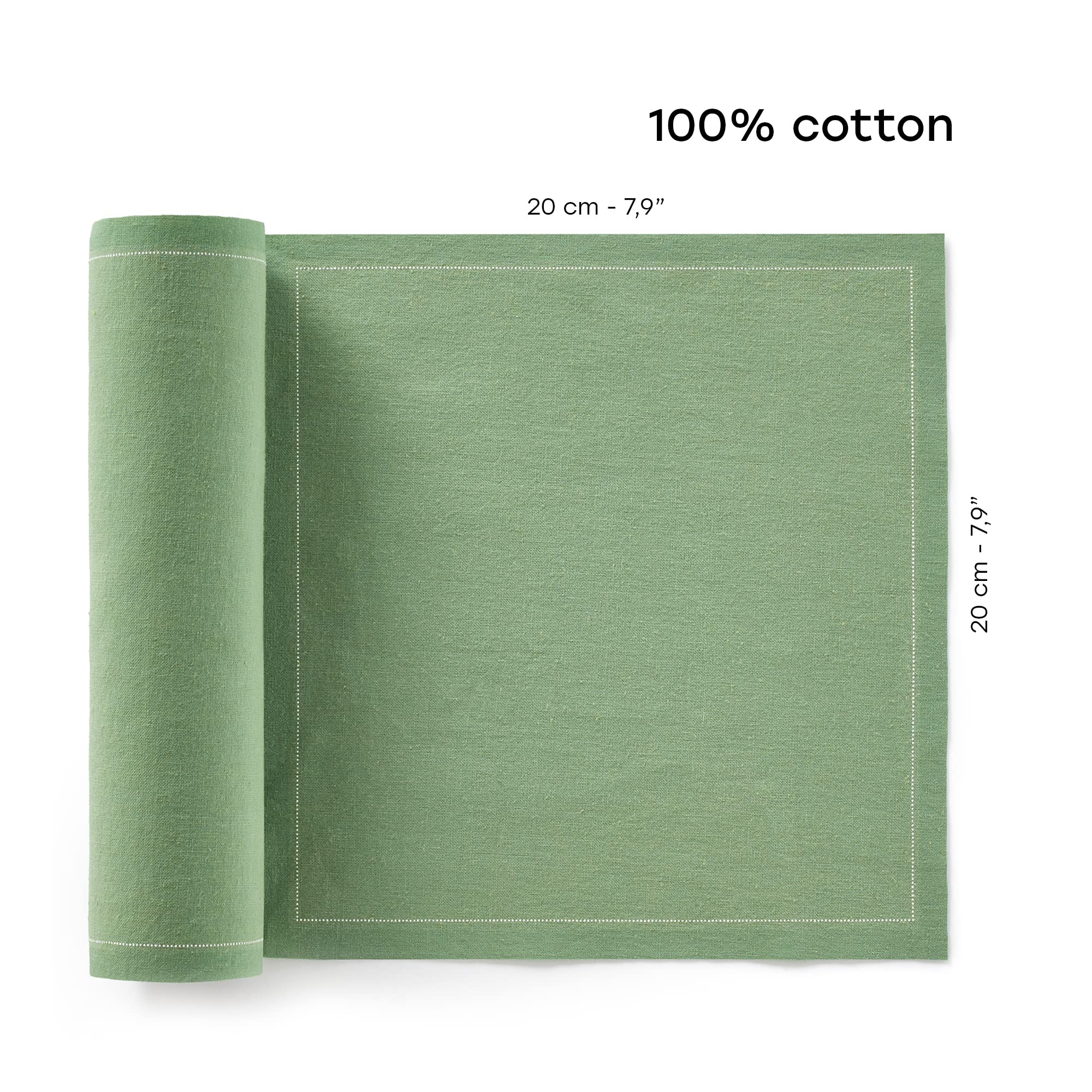 MY DRAP – Rolka z 25 serwetek | Serwetki na imprezę | 100% bawełna | Wielokrotnego użytku | 20 x 20 cm | Eukaliptus zielony | Format rolki, w jednostkach wstępnie ciętych