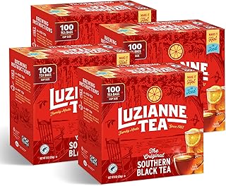 Luzianne Unsweetened Iced Tea Bags, Family Size, 100ct Box (Pack of 4)