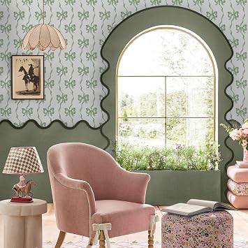 Graham & Brown Cath Kidston Ribbon Bow Sage Wallpaper