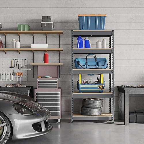 Miniatura 7 de Topeakmart 4 estantes utilitarios de 5 niveles, estantes de almacenamiento de metal, estantería de garaje, estantes de almacenamiento ajustables