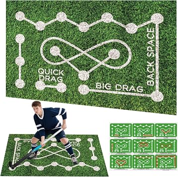 Field Hockey Training Mat 5ft3ft Artificial Grass Pad | Stickhandling Zones & Realistic Turf for Home Drills Ideal Gift for Hockey Enthusiasts