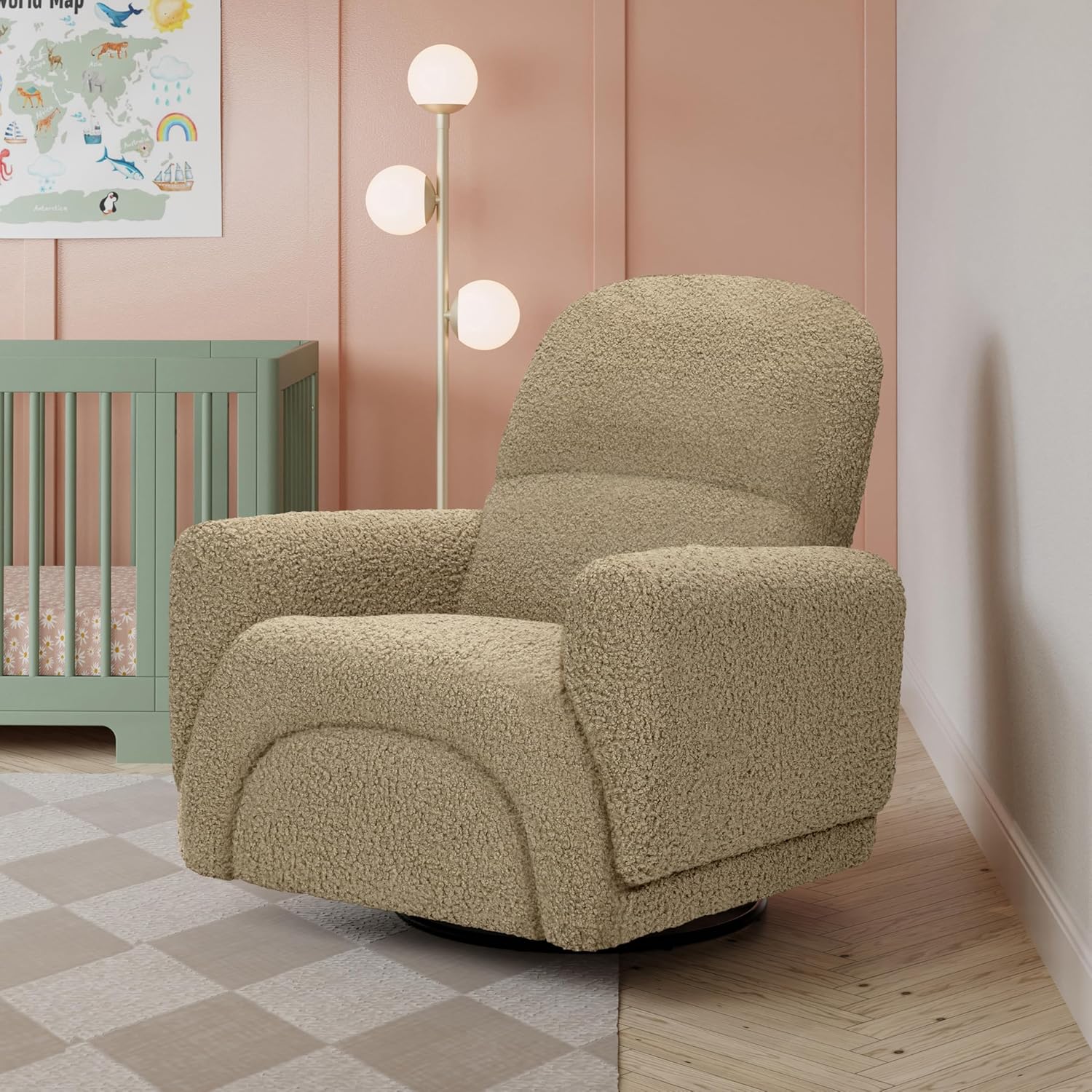 Babyletto Rainbow Recliner and Swivel Glider in Latte Teddy Loop, Greenguard Gold Certified and CertiPUR-US® Certified