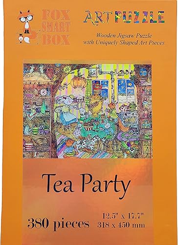 Miniatura 7 de Rompecabezas de madera para adultos, piezas de forma única, fabricado en los Estados Unidos por FoxSmartBox - 380 piezas - Tea Party
