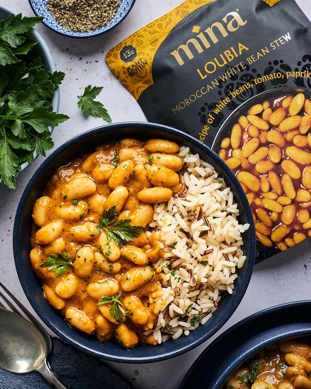 Mina Moroccan White Beans, Cannellini Beans, 10 oz (Pack of 6) Ready to Eat, Plant Protein, Vegan, Non-GMO, Gluten Free Healthy Food, Microwave Meals Ready to Eat, Packaged Meals & Side Dishes, Kosher