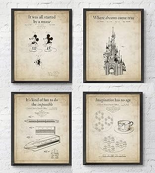 DISNY ART PLAQUE 4点と専用イーゼル DISNY ART PLAQUE 4点と専用イーゼル DISNY ART PLAQUE 4点と