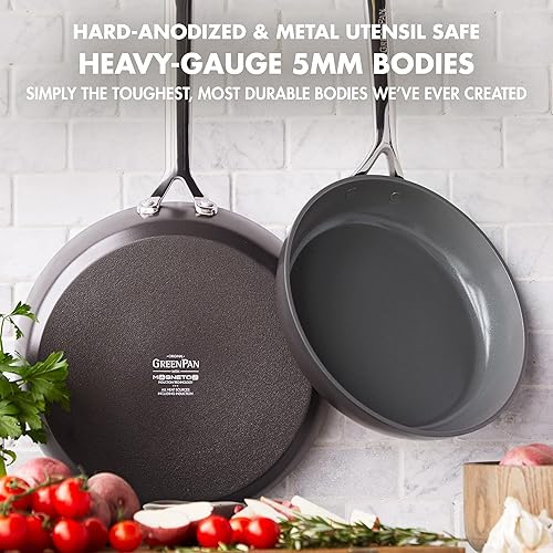 Miniatura 9 de GreenPan GP5 - Juego de 2 sartenes antiadherentes de cerámica anodizada dura y saludable de 9.5 y 11 pulgadas, 2 piezas, resistente a los arañazos,