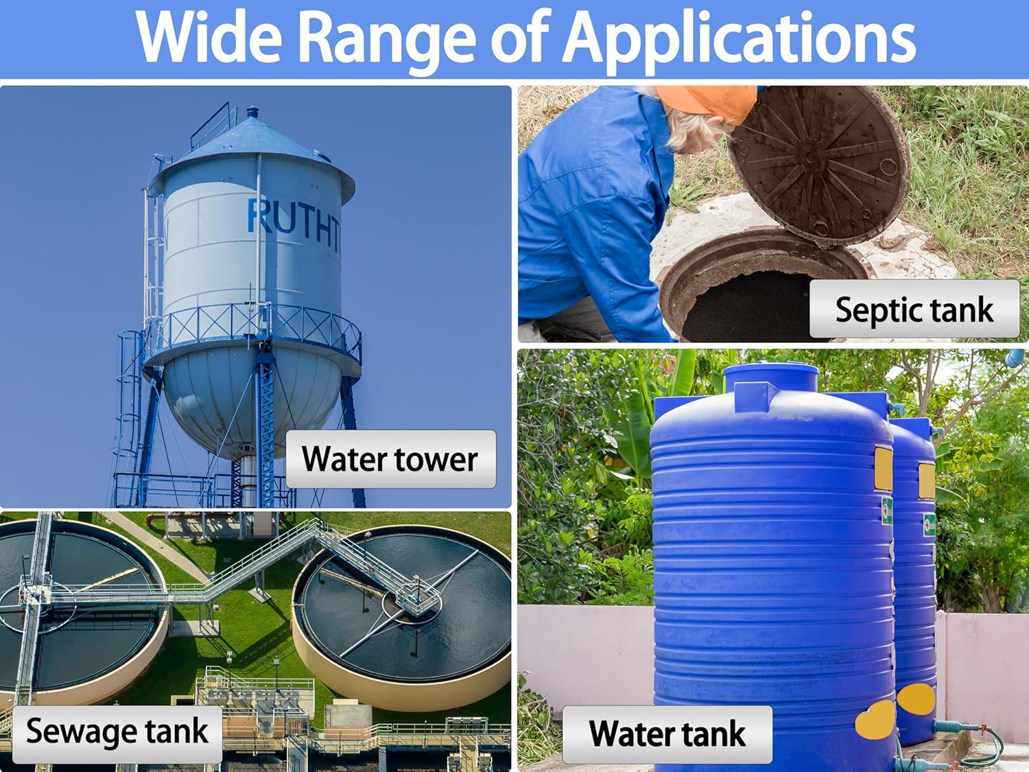 Upgraded Sump Pump Alarm - Smaller Size, Upgraded Mold, Multiple Granheads (M20*2, M16), Power Light - 110DB High Water Alarm for Sump, Septic, Pond & Tank