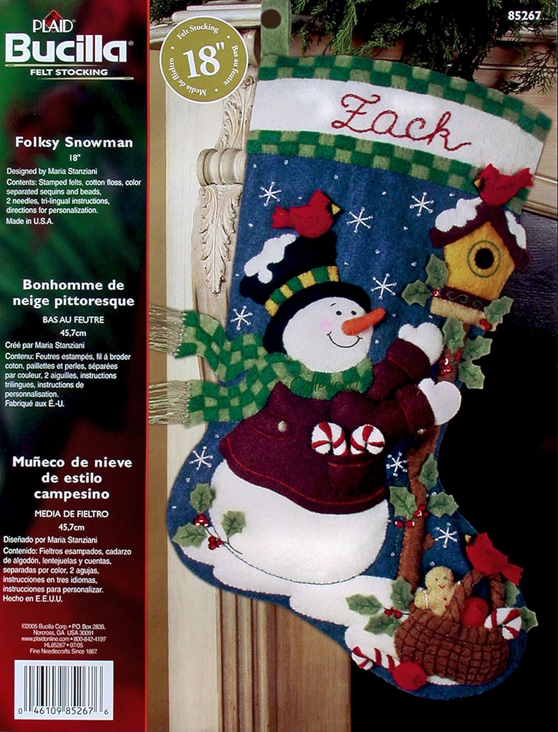 Bucilla "Folksy Snowman" Felt Applique Stocking Kit 85267