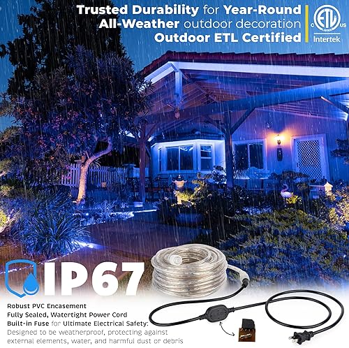Miniatura 2 de WYZworks luces de cuerda LED azul - 2 luces de interior  exterior a prueba de agua de vacaciones decoración de la fiesta de Navidad 110V iluminación