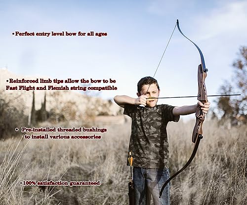 Miniatura 4 de Tiger Takedown - Arco recurvo compacto, rápido, preciso de 48 a 62 pulgadas, blanco y frist Bow - Mano derecha e izquierda - Pesos de tracción en