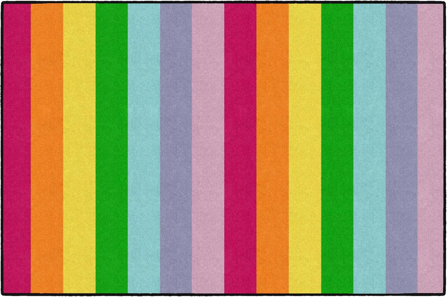Flagship Carpets School Days Rainbow Stripes Educational Area Rug for Kids Room, Children's Classroom Rug for Teaching and Playroom, 5' X 7'6"