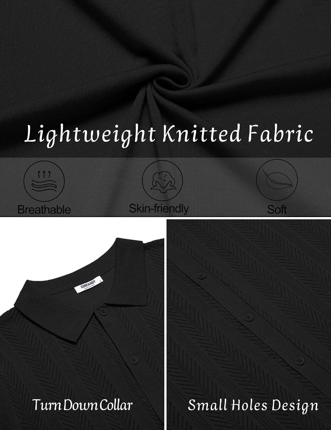 COOFANDY Men's Knit Shirt Short Sleeve Button Down Shirts Vintage Casual Summer Beach Shirts - Image 5
