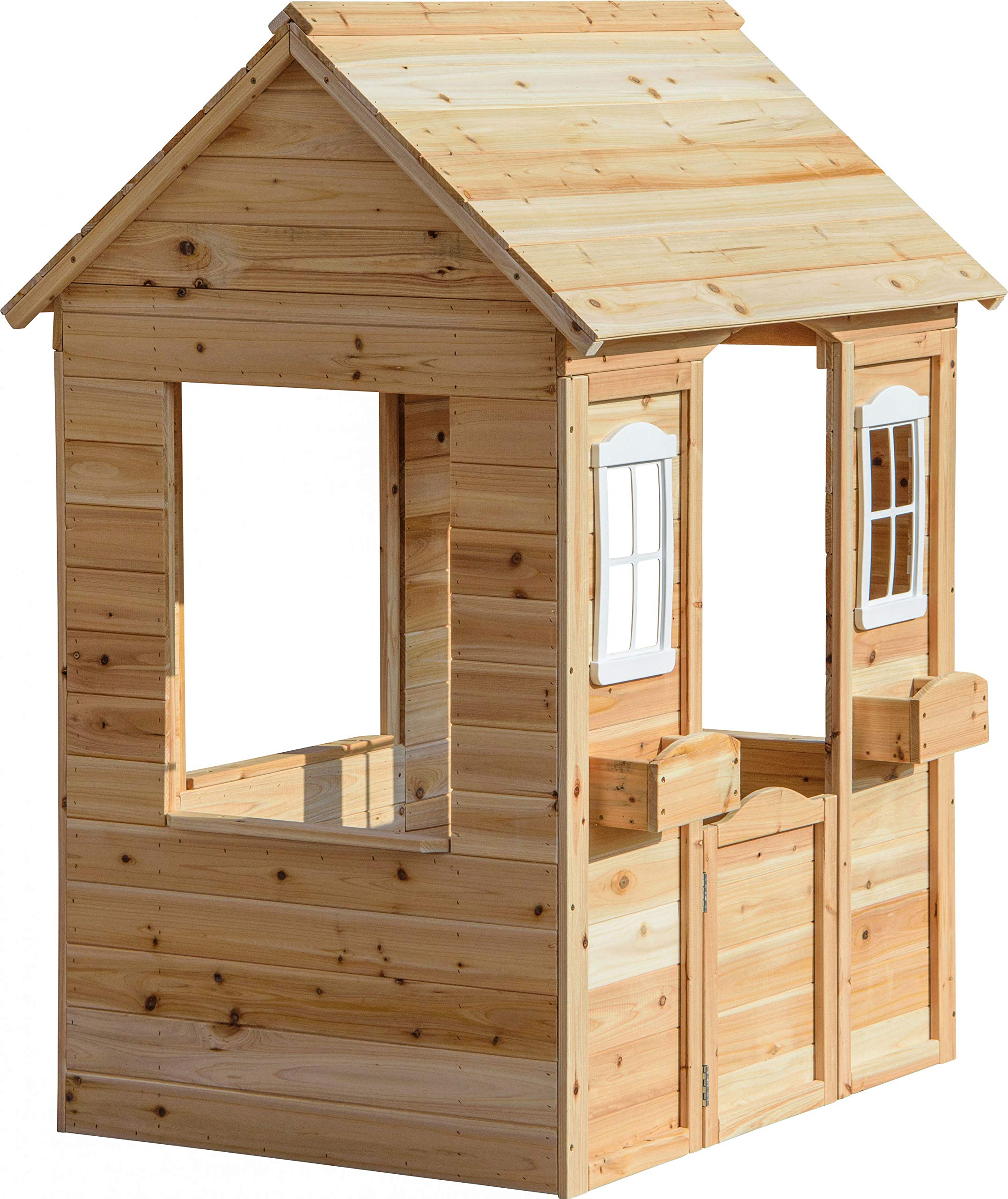 dobar® 94810FSCe Casa de Juegos con jardineras | Casa Infantil para Exteriores de 1,10 m de Altura | Casa de Juegos de jardín de Madera Maciza | Casa Infantil Impermeable con Ventana | 107 x 92 x