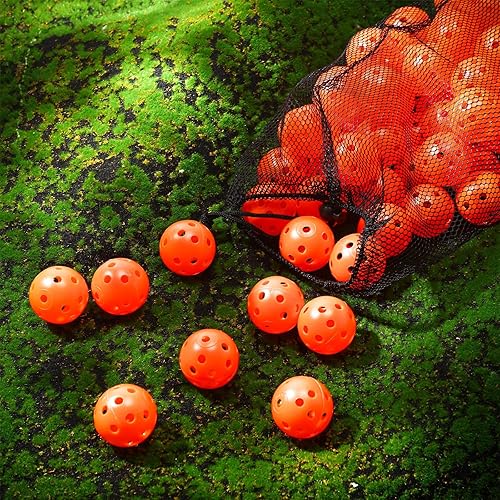 Miniatura 4 de Paquete de 80 pelotas de golf de práctica de vuelo limitado de 1.654 pulgadas, para entrenamiento de golf, flujo de aire, bola de plástico hueca