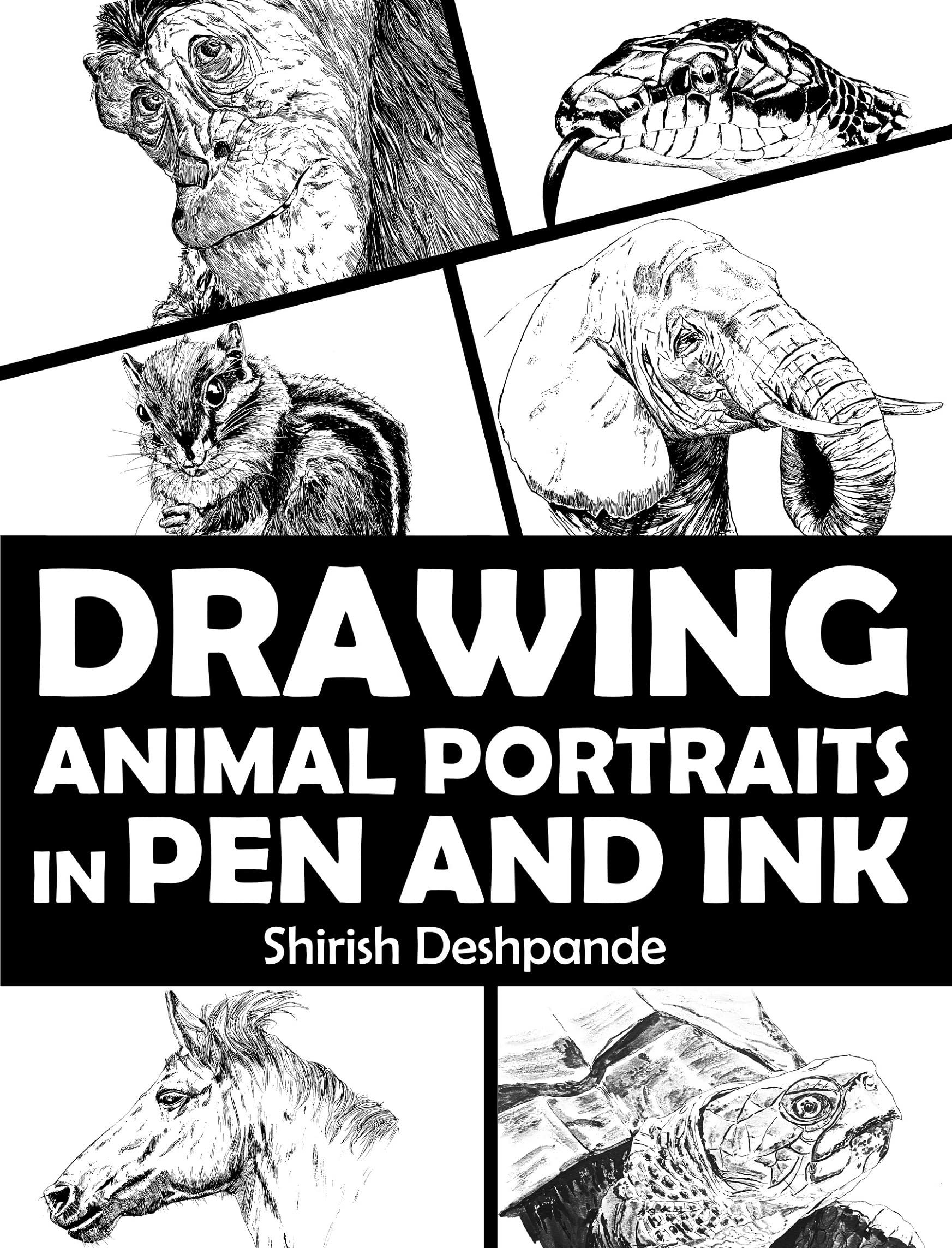 Livre dessin animalier pas à pas pour réussir le tracé des poils à l'encre