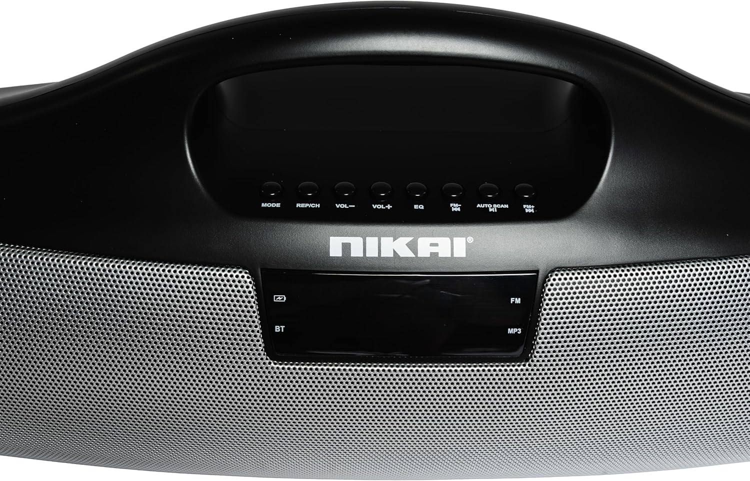 Close-up of Nikai NBTS30 speaker front panel with control buttons