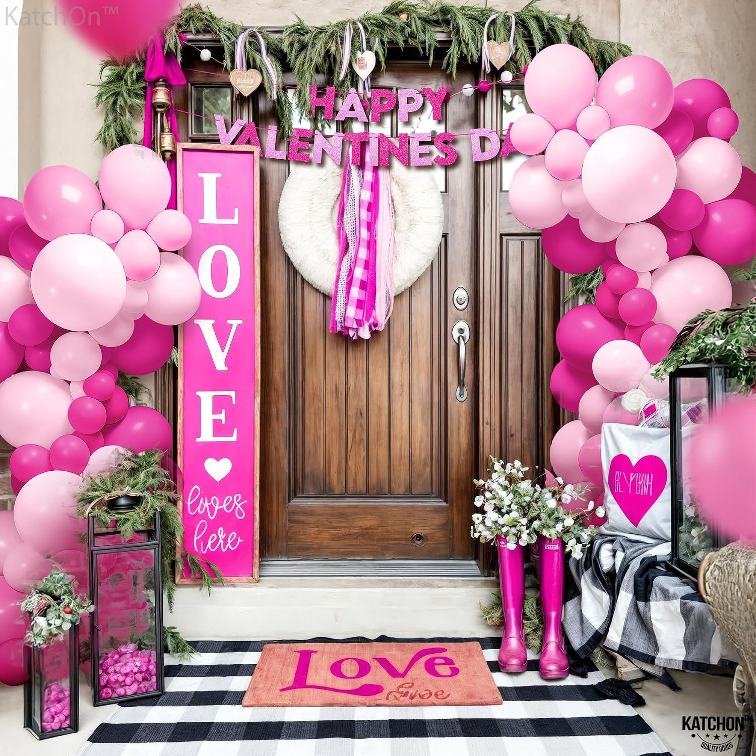 KatchOn, Pink Balloons Arch Kit - Huge Pack of 141 | Valentines Balloons for Valentines Day Decorations | Pink Birthday Party Decorations | Fuchsia Balloons for Girl Baby Shower Decoration