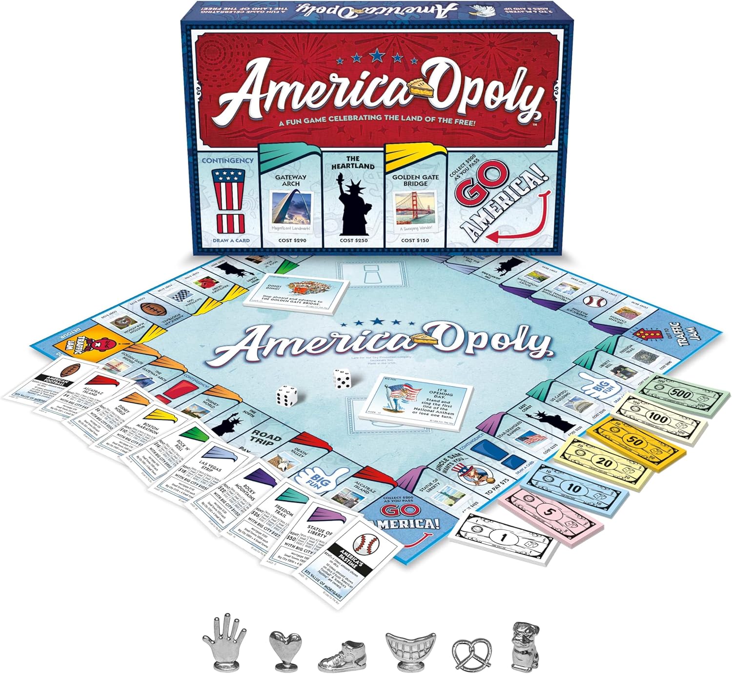 Late for the Sky America-Opoly Family Board Game – USA Travel Property Trading, 2–6 Players, Ages 8+, Party Strategy Game for Kids and Adults, Educational Geography Fun