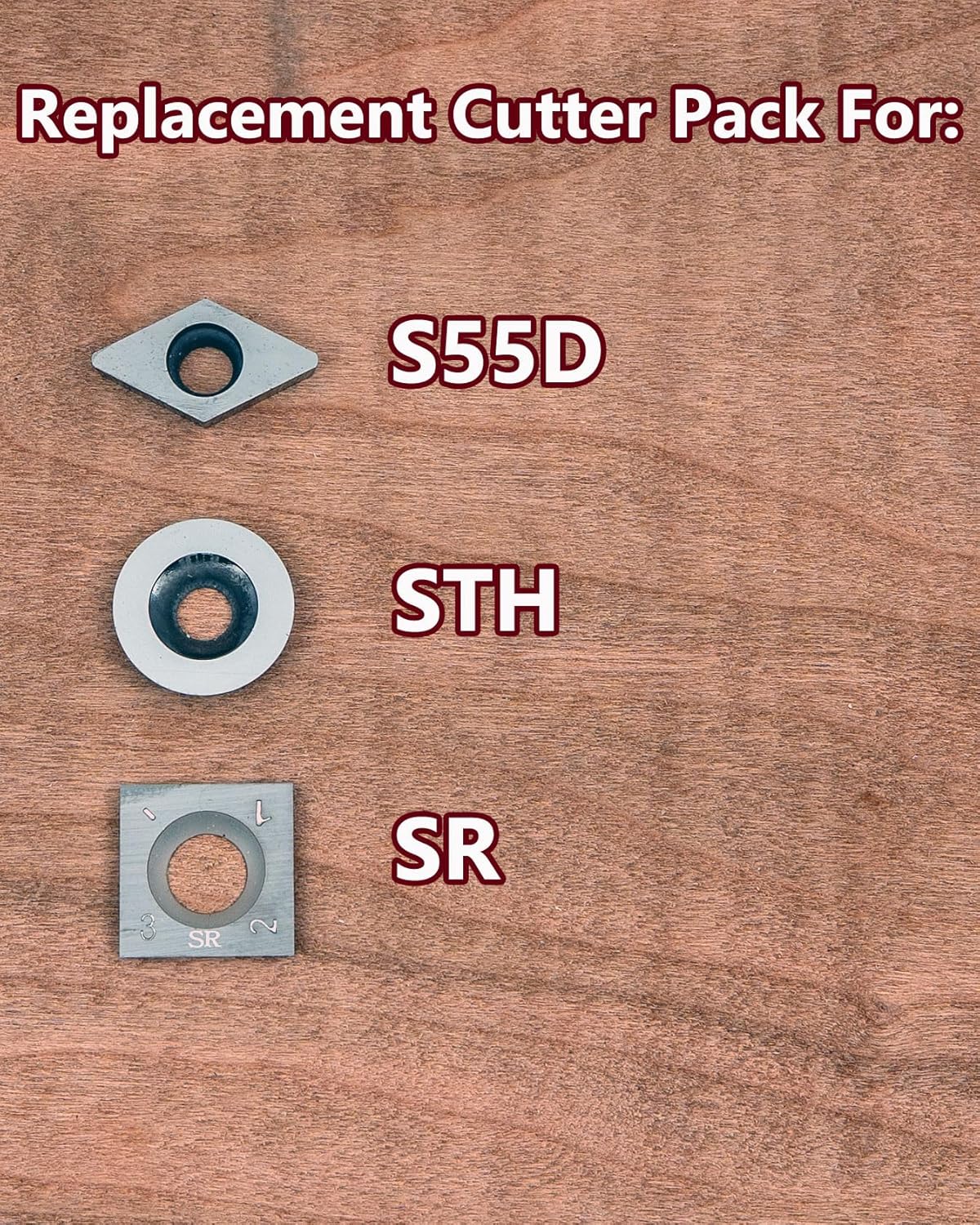 Simple Woodturning Tools Replacement Carbide Cutter Pack, 1 each fits Full Size Simple Woodturning Tools Only (3 Cutter Pack (with 6 inch Radius for SR))