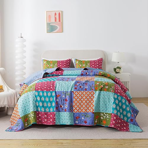 Miniatura 8 de SLPR Silent Reverie - Juego de edredón Queen de 3 piezas (edredón rústico con 2 fundas) ropa de cama Queen acolchada y ligera, juego de cama de