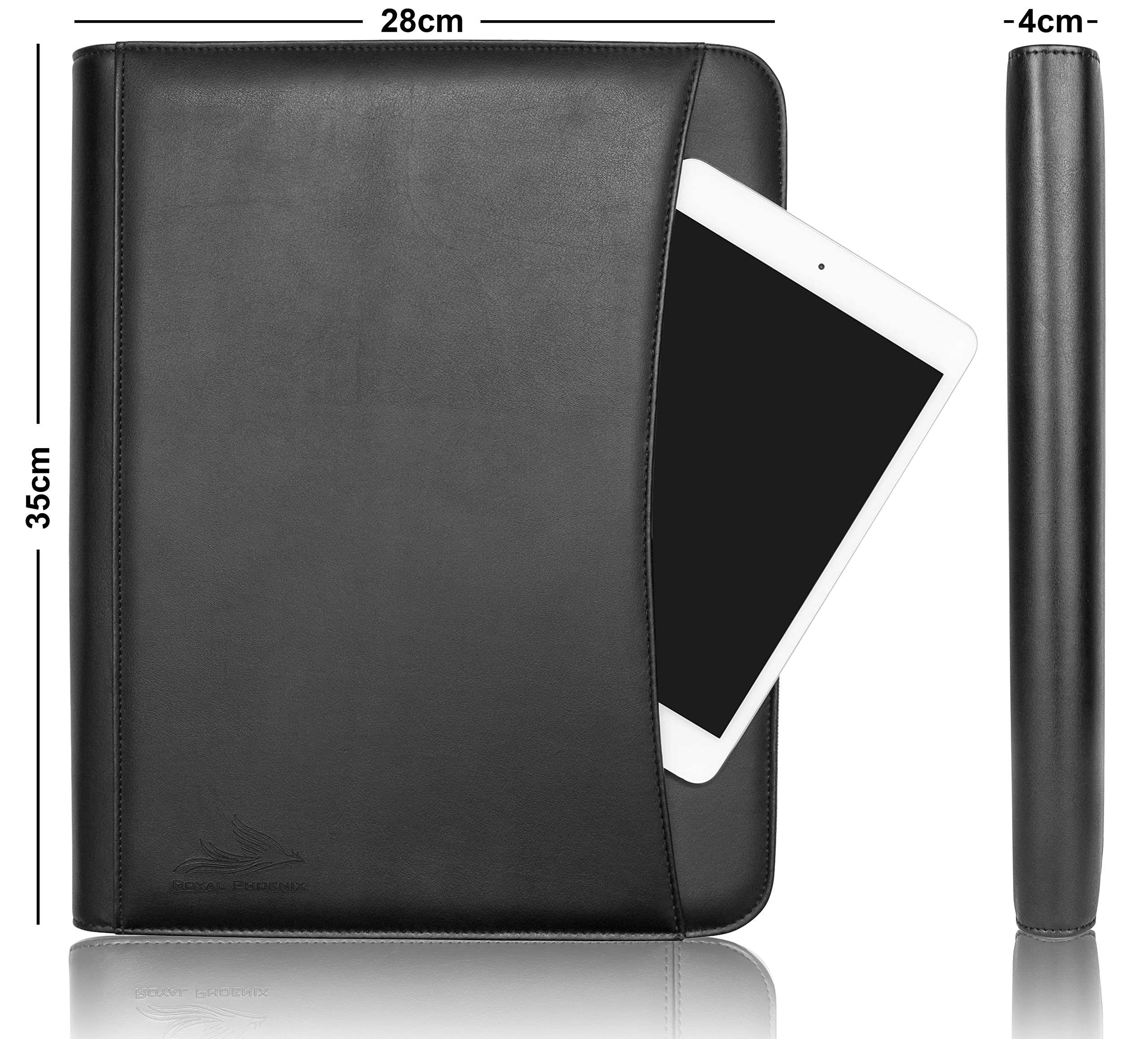 Royal Phoenix Falcon Business Writing Case A4 High-Quality Business Folder with Zip Including Credit Card Holder and Other Extras Document Folder Made of High-Quality Faux Leather in Black - Image 4