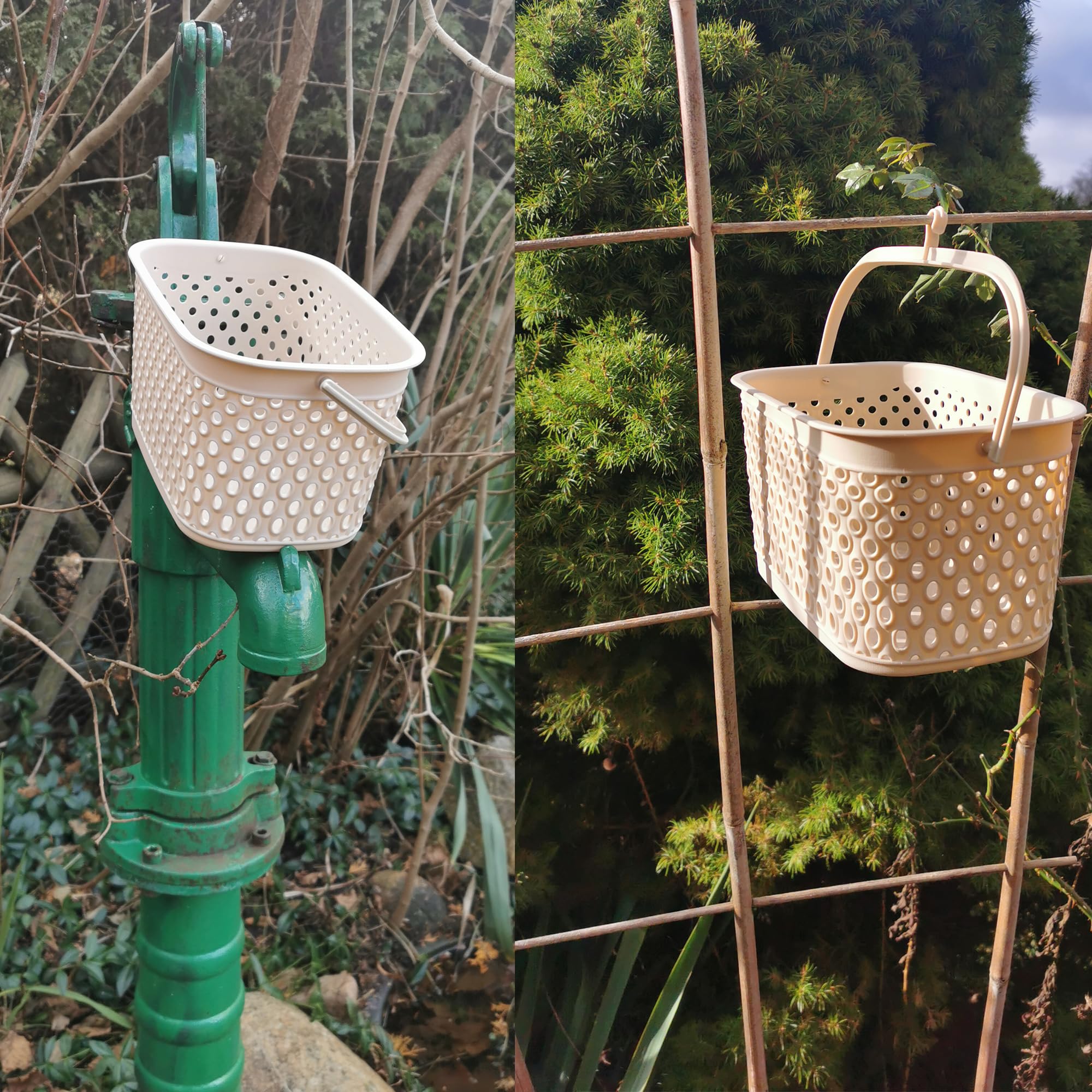 Kerafactum Cesta para Pinzas de Ropa - Bolsa de Almacenamiento Colgante en Beige