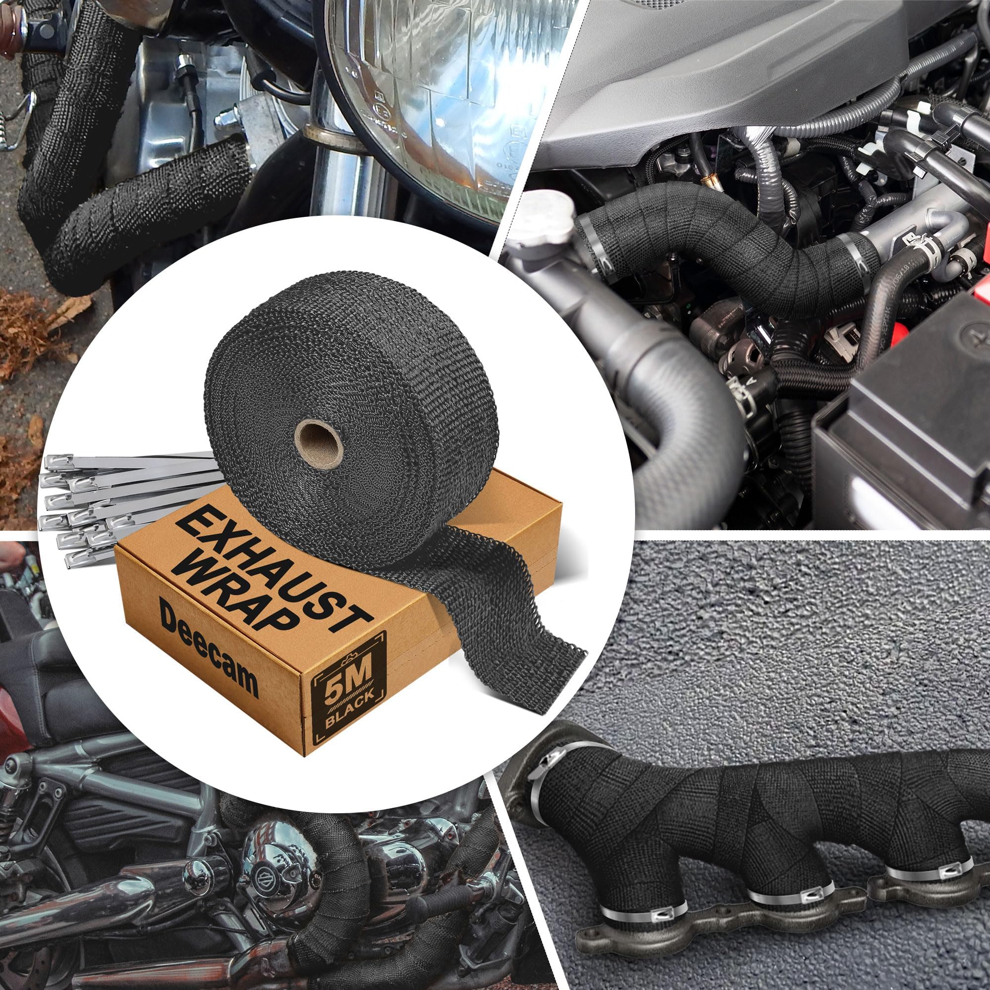 SMARCY Cinta Térmica Para Escape De Moto (15m X 5cm) + Bridas – Color Marrón Dorado Viejo