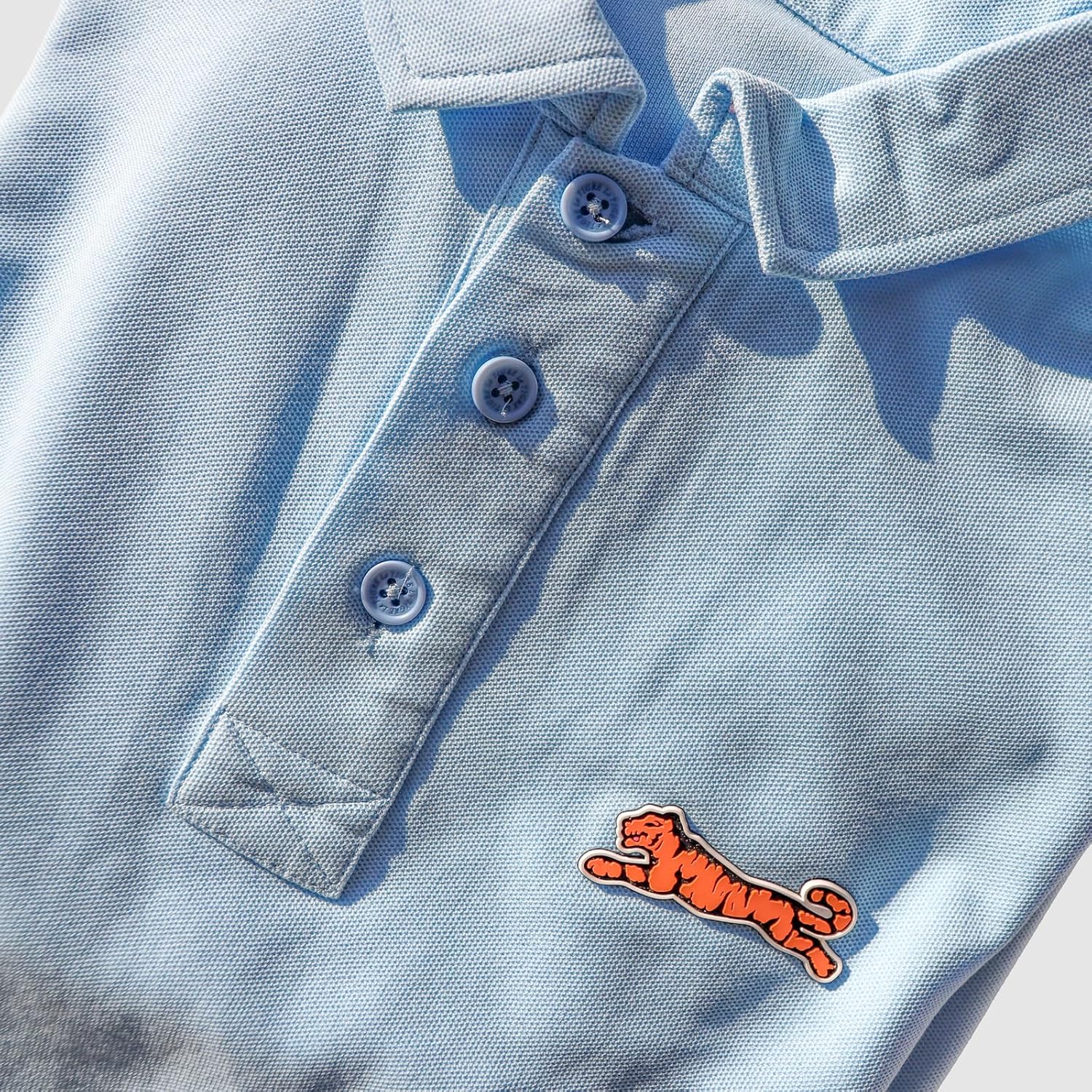 Le TIGRE Classic Cotton Polo Shirts for Men - Breathable Collared Shirts for Men with Stretch - Machine Washable Mens Polo Shirts - Sky Blue, Size L