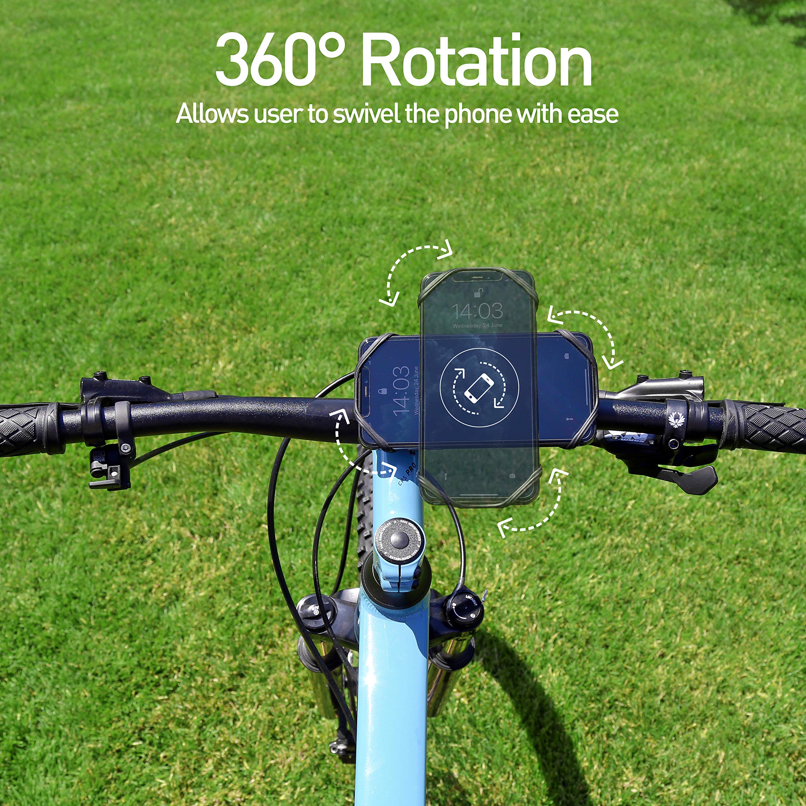 Support Smartphone Universel Pour Guidon Vélo/moto – TELLUR BPH100 – Rotation 360° – Compatible 4 à 6.5 Pouces – Silicone, Amovible Et Stable