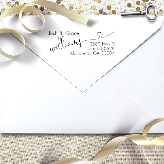 Personalized Address Stamp - Custom Self Inking Stamper - Black Ink, Wedding Rubber Stamp, pre-Inked with Black Ink, PSI