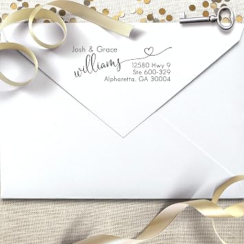 Personalized Address Stamp - Custom Self Inking Stamper - Black Ink, Wedding Rubber Stamp, pre-Inked with Black Ink, PSI