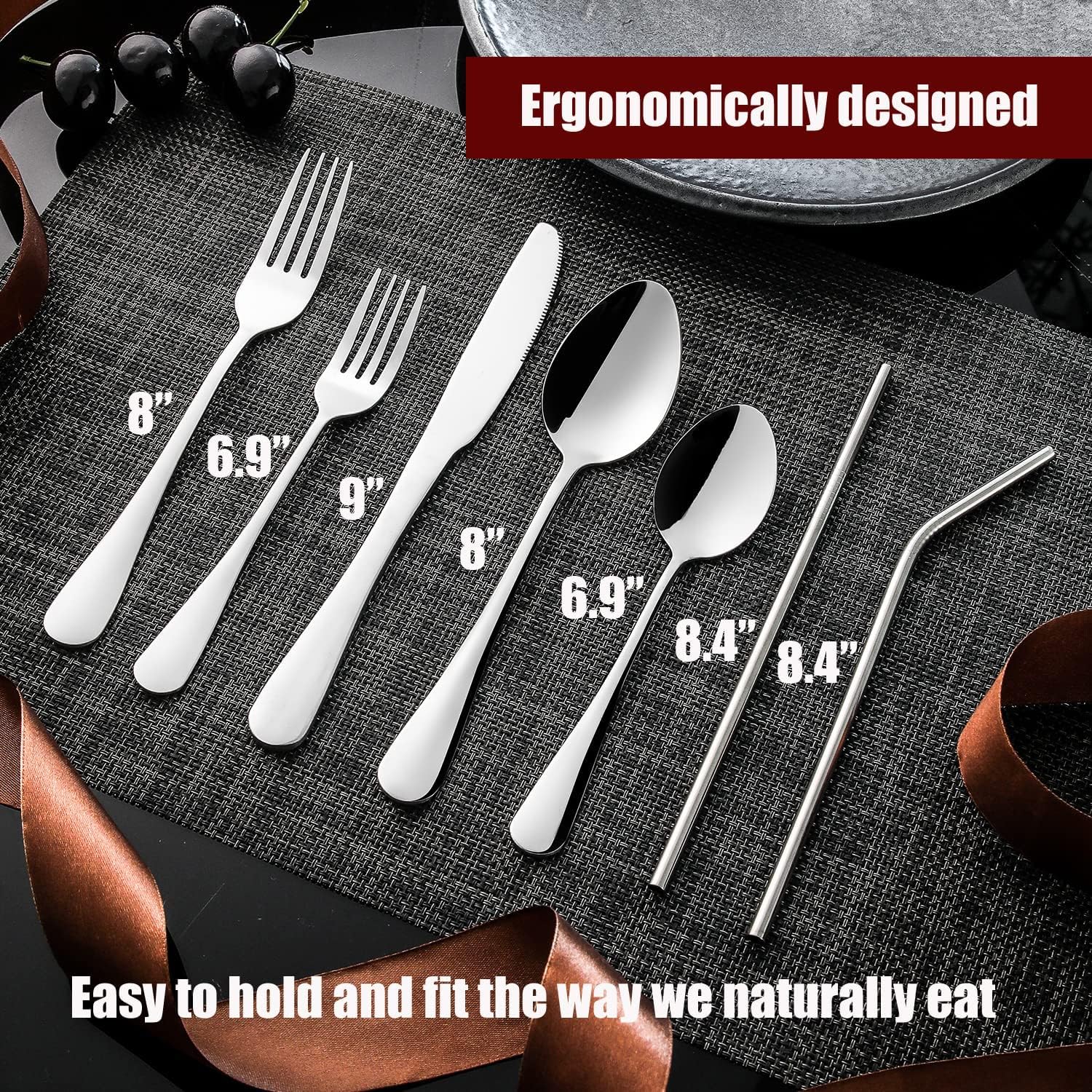 56 Pieces Silverware Service for 8 Flatware Set Stainless Steel Utensils Cutlery Set Dishwasher Safe