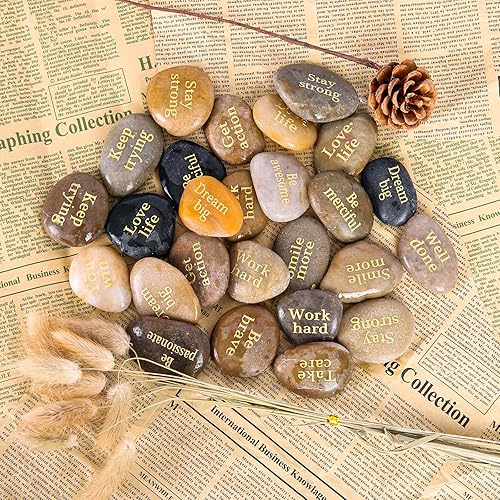 Miniatura 5 de Majorhouse 52 piedras inspiradoras grabadas con palabras inspiradoras de oración, frases, piedras de aliento para familiares y amigos.