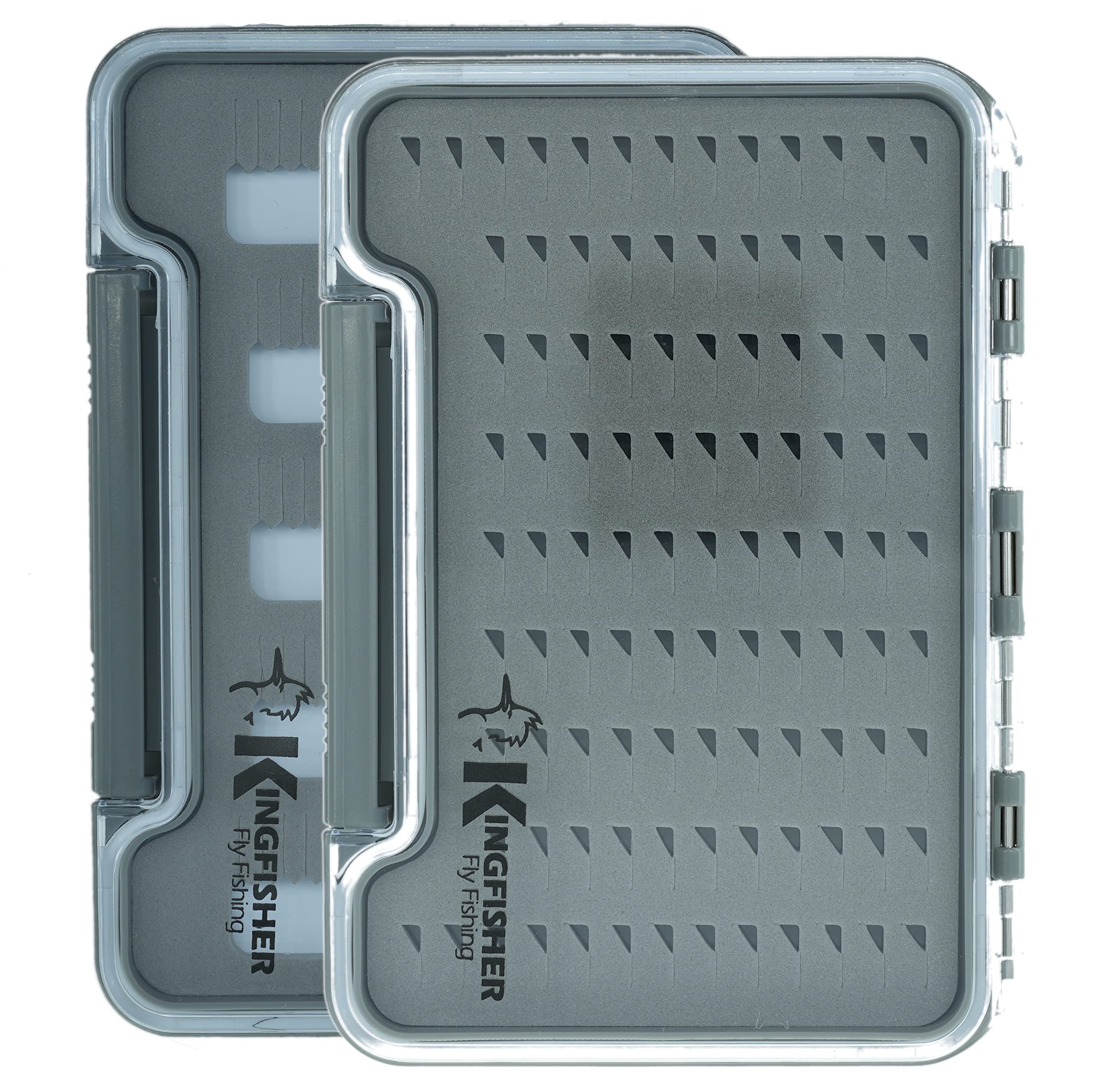 Super Slim Waterproof Fly Box Foam Insert Medium Foam A & B, Grey Box, 2 Pack