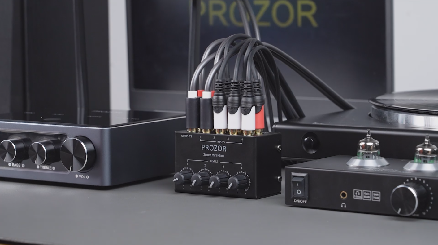 Amazon.com: PROZOR 4-Channel Stereo Audio Mixer, RCA Input with