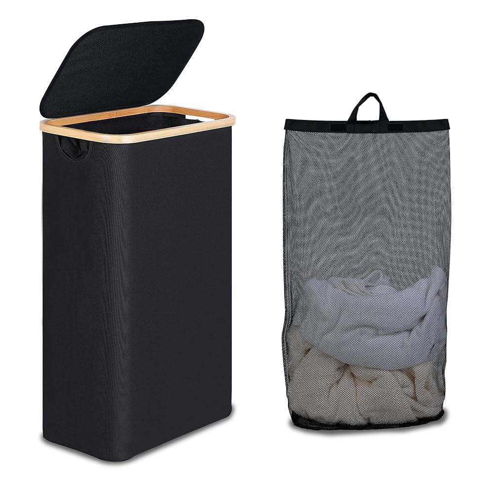 Efluky Slim Laundry Basket, Narrow Laundry Hamper With Handles