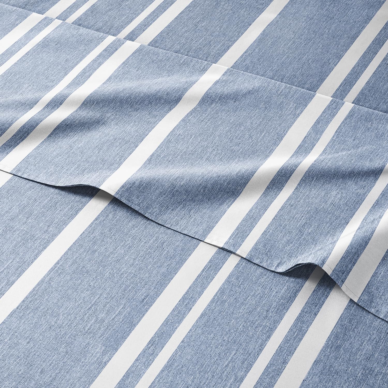 Queen 6 Piece Sheet Set - Comfy, Breathable & Cooling - Hotel Luxury Bedding for Women, Men, Kids & Teens - 1 Flat & 1 Fitted Sheet & 4 Pillowcases w/ Deep Pockets - Soft & Wrinkle Free - Blue Stripes