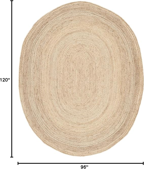 SAFAVIEH Area Rug 8x10 Oval - Cape Cod Collection - Large - Natural Brown, Handmade Braided Flat Weave Jute (CAP252A)