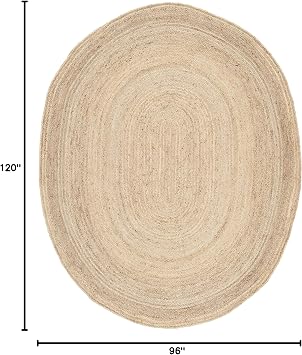 SAFAVIEH Area Rug 8x10 Oval - Cape Cod Collection - Large - Natural Brown, Handmade Braided Flat Weave Jute (CAP252A)