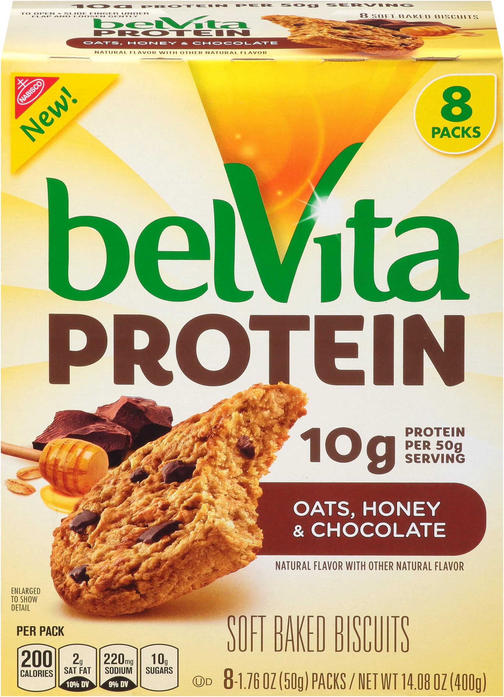 Belvita PROTEIN Soft Baked Biscuits, Oats, Chocolate & Honey, 14.08 oz