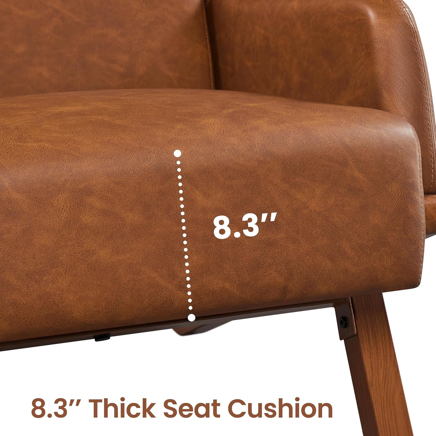 Yaheetech Accent Chairs Set of 2, Living Room Chairs, Faux Leather Armchairs Thick Seat Cushion, Oversized Recliner Chair High Backrest for Bedroom Office Reception Room Reading Nook, Brown