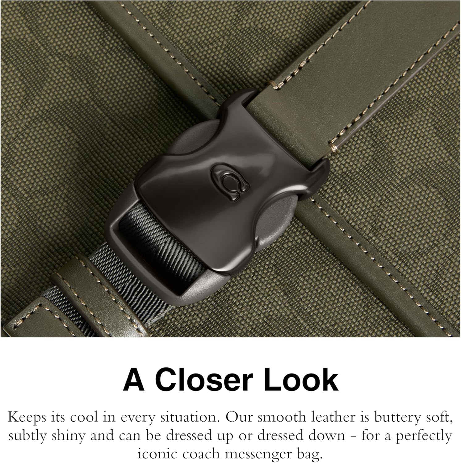 COACH Mens League Messenger Bag, Army Green, One Size - Image 4