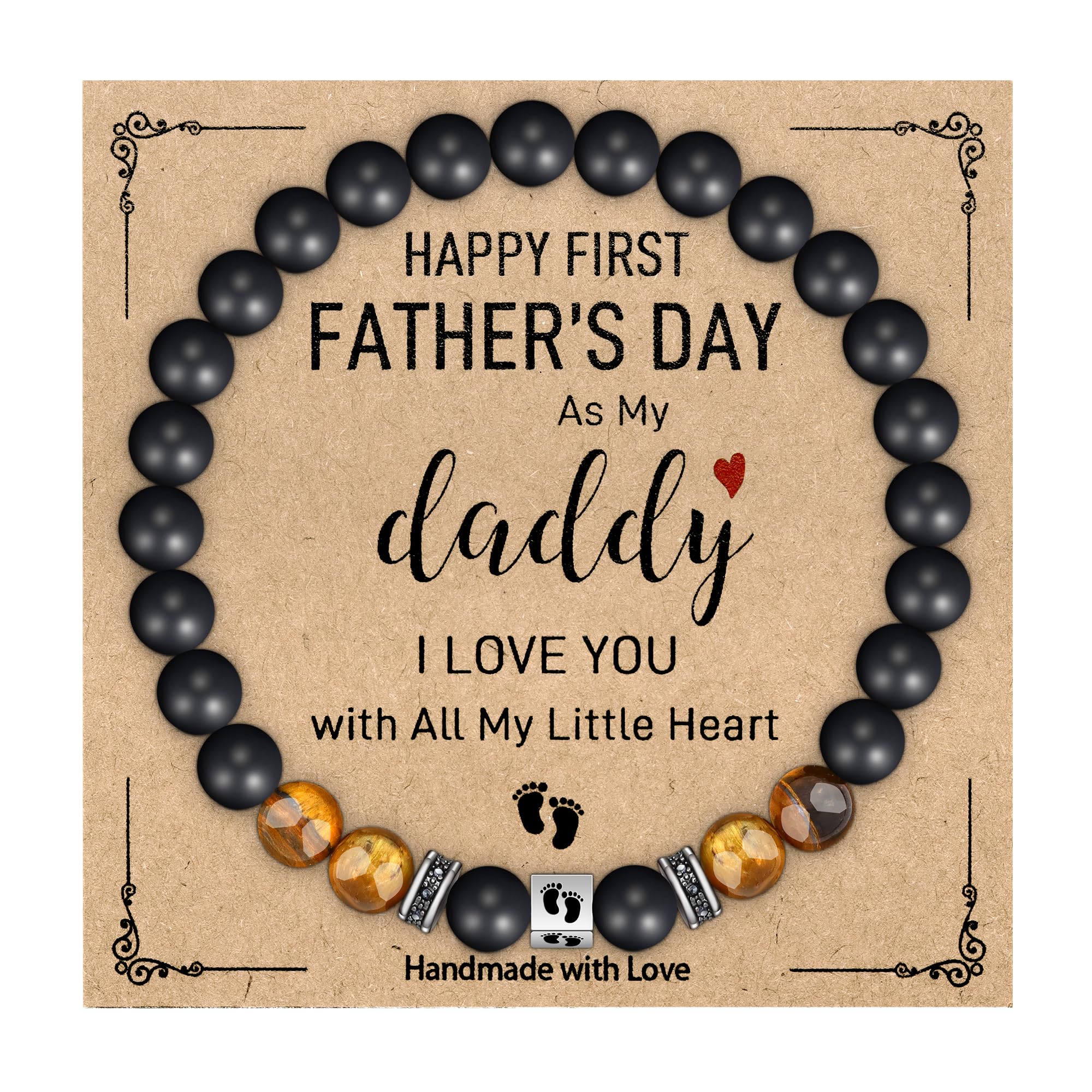AILUOR Erste Vatertag Geschenke für neue Papa, Elastisches Perle Armband für Männer, Papa zu sein Armband Geschenke von Frau für ihn